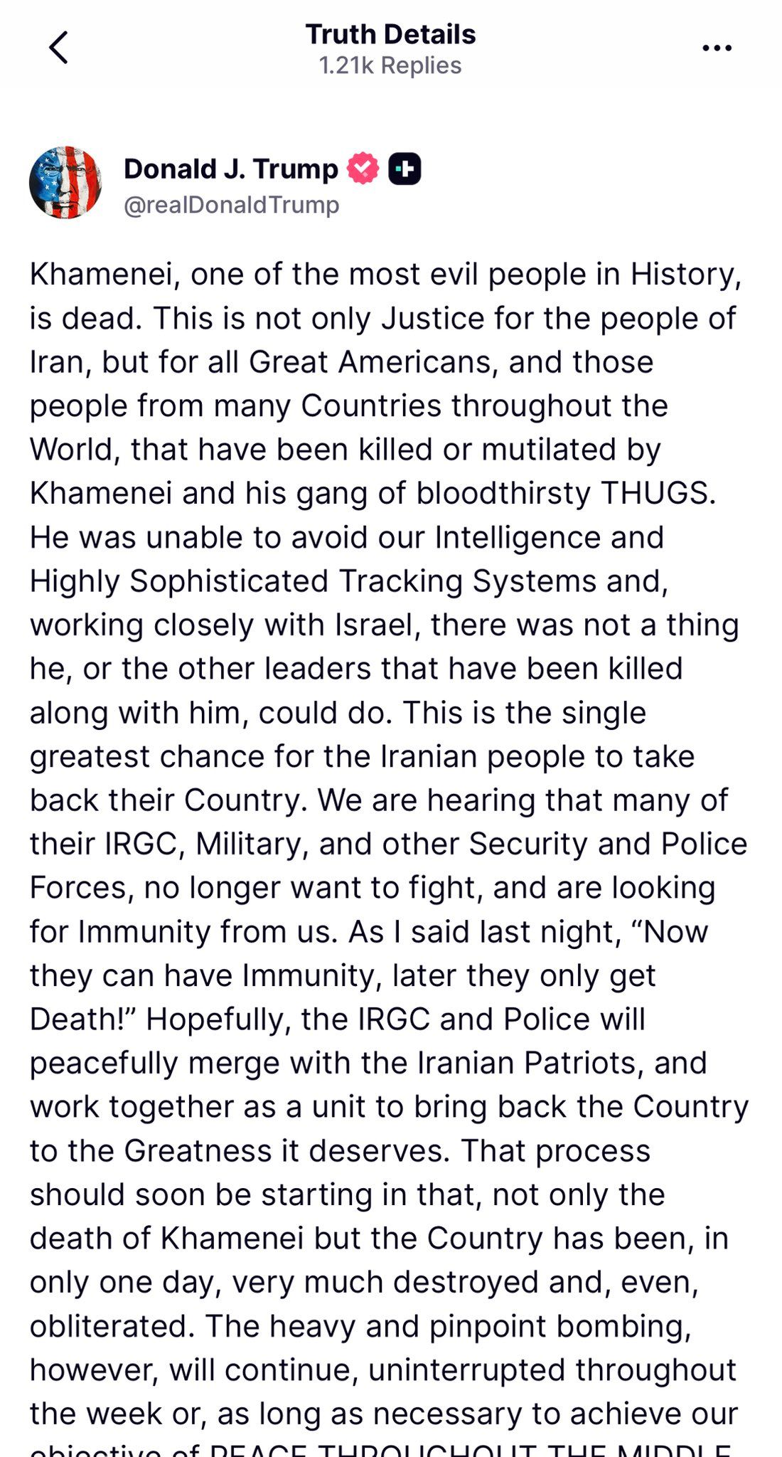 @🇮🇷LiveIranNews🇮🇱: 🚨 Best Acnon President Trump:
Khamenei, one of the most evil individuals in history, is dead. This is not only justice for the people of Iran, but also for all the great American states and the peop