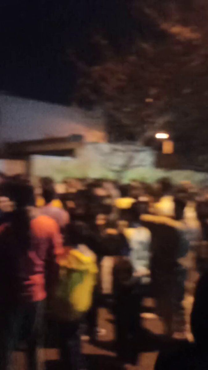 @Vahid Online: Received video with description: 'The people of #Lapooei in Fars province express their joy following the announcement of the news of #Khamenei's death, in front of the home of #Pouya_Jafari, the 15-y