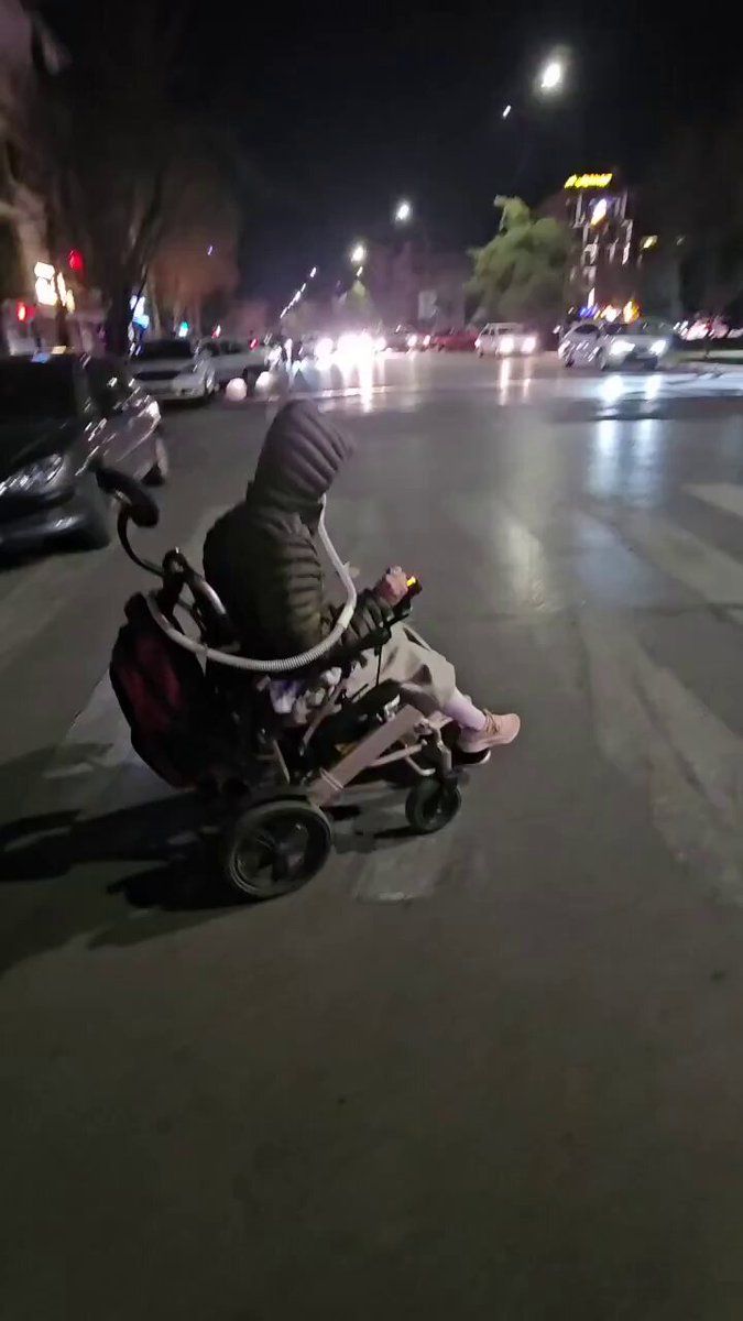 @Goldie Ghamari | گلسا قمری 🇮🇷: After hearing the news of Khamenei's death, a disabled Iranian woman celebrates in the same streets where only 2 months ago the Islamic Republic slaughtered tens of thousands of innocent people.
Ever
