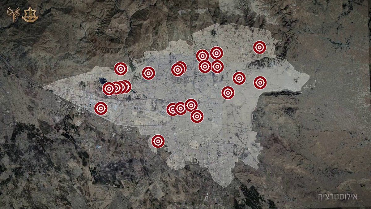 @Open Source Intel: Israeli Air Force: After securing air superiority over Tehran, the IDF launched a broad strike wave targeting dozens of regime combat headquarters, including IRGC command centers, intelligence hubs, t