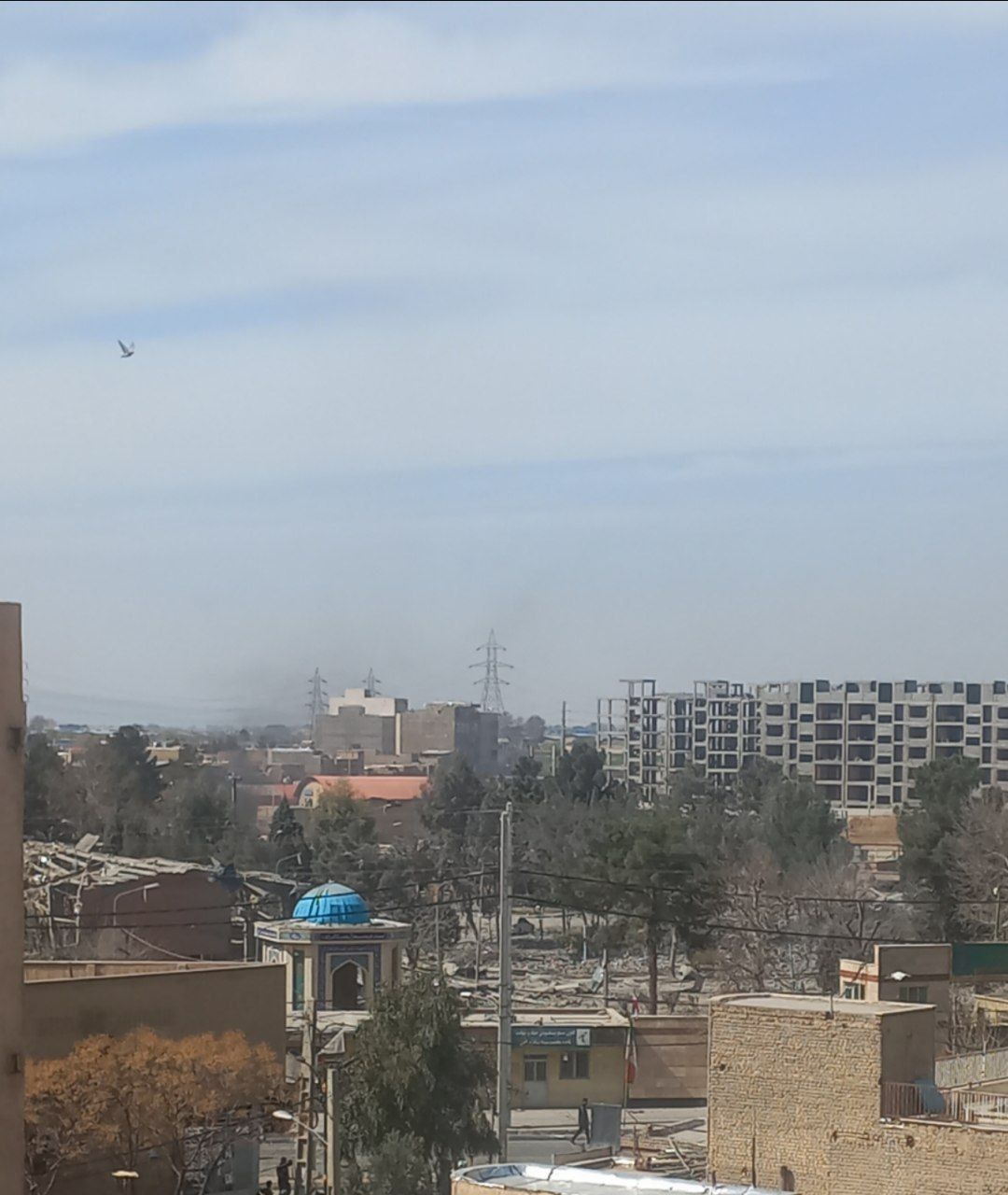 @Vahid Online: 'The IRGC #Varamin around 11:40'
Received images with description: 'The IRGC headquarters on Danesara Street was completely destroyed, and the blast wave shattered the windows of surrounding building