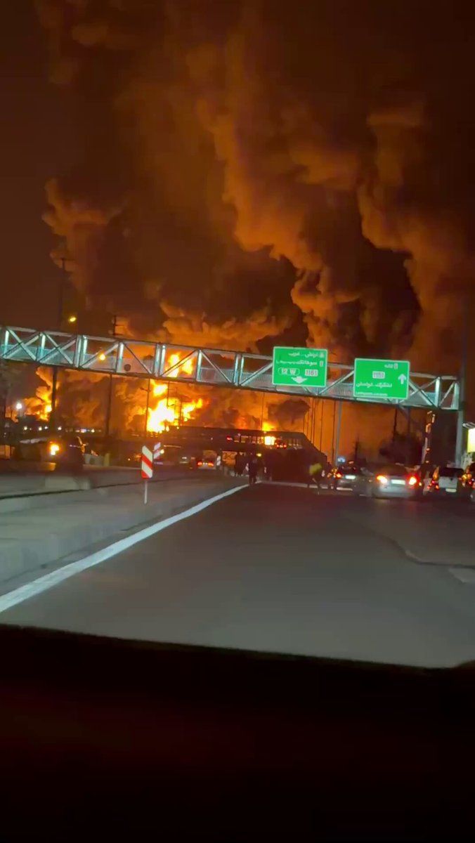 @Babak Taghvaee - The Crisis Watch: BREAKING: This is not an apocalypse. This is the result of an Israeli airstrike on one of the energy resources of Tehran, the capital city of Iran. The oil depot of Aghdasiyeh was bombed by the Israel