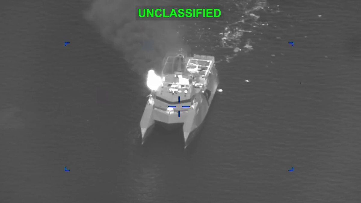@Babak Taghvaee - The Crisis Watch: BREAKING: CENTCOM has released footage showing the destruction of several vessels belonging to the Iranian Navy and the IRGC Navy. Among the most notable is a Soleimani-class corvette of the IRGC Navy