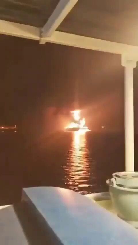 @Babak Taghvaee - The Crisis Watch: BREAKING: This is one of the three oilers that the IRGC Navy targeted in the Strait of Hormuz today. You can see it exploding.
#OperationLionsRoar #OperationEpicFury