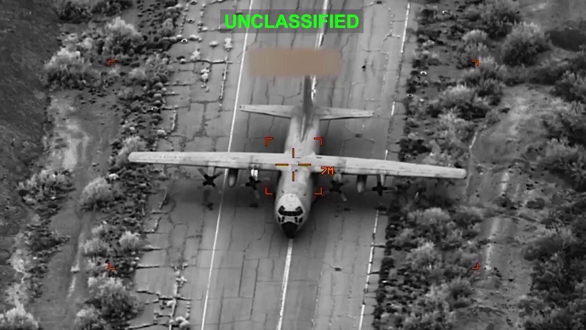 @Open Source Intel: The U.S. Central Command (CENTCOM) released a video, showing airstrikes on Iranian C-130 Hercules, P-3 Orion and Ilyushin Il-76 aircraft.
