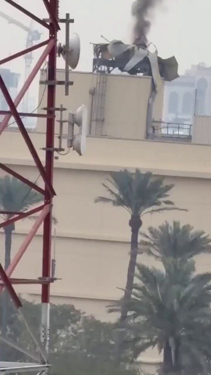 @Babak Taghvaee - The Crisis Watch: BREAKING: Unfortunately, one of the short-range air defense systems installed on the roof of the U.S. Embassy in Baghdad has been hit and destroyed by one-way attack drones of the IRGC Aerospace Force
