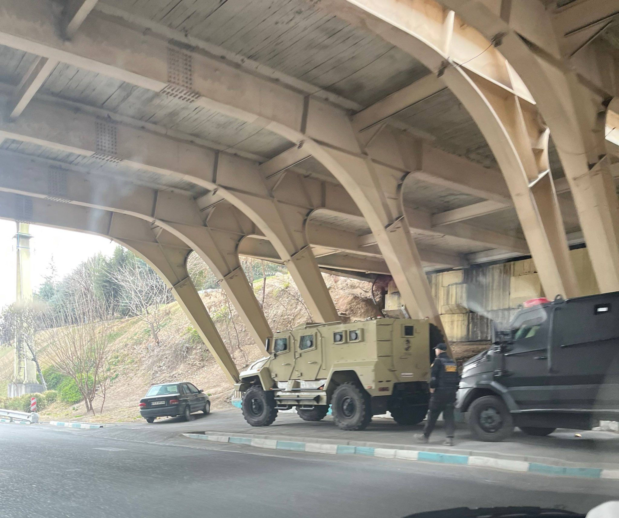 @Babak Taghvaee - The Crisis Watch: BREAKING: These two images show an example of hideout of Basij militia men of the Islamic regime and the IRGC terrorist organization under a bridge in Eastern Tehran in order to avoid being hit by Isr