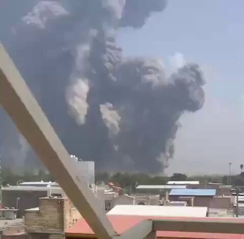 @Babak Taghvaee - The Crisis Watch: BREAKING: This footage shows the aftermath of the U.S. airstrike on the ammunition depot of the 4th Tactical Fighter Base (Vahdati Air Base) of the Iranian Air Force in Dezful, in southwestern Iran, t