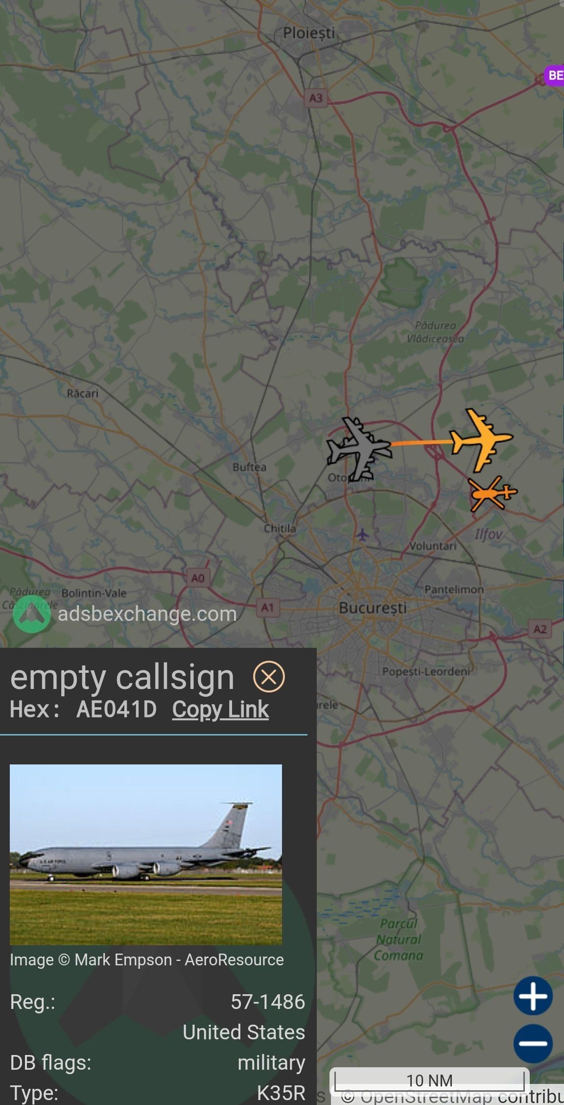 @Babak Taghvaee - The Crisis Watch: BREAKING: Three KC-135R Stratotankers of the U.S. Air Force Reserve are now departing Bucharest Airport in Romania to refuel U.S. Air Force B-52H heavy bombers flown from RAF Fairford, UK, that are se