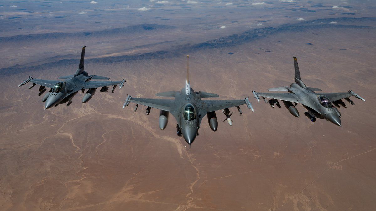 @Open Source Intel: CENTCOM: U.S. forces are forward and ready across the Middle East, including America's Air Force.
U.S. Air Force F-16 Fighting Falcons conduct a readiness flight in the U.S. Central Command area of r