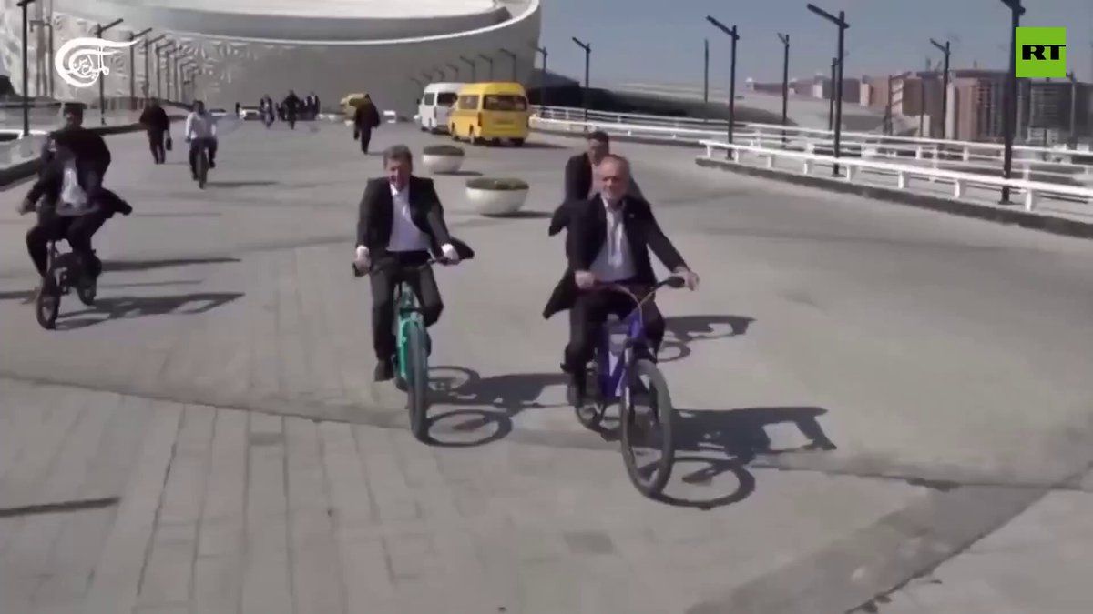 @Open Source Intel: Iran's President Pezeshkian spotted cycling with government officials in Isfahan.