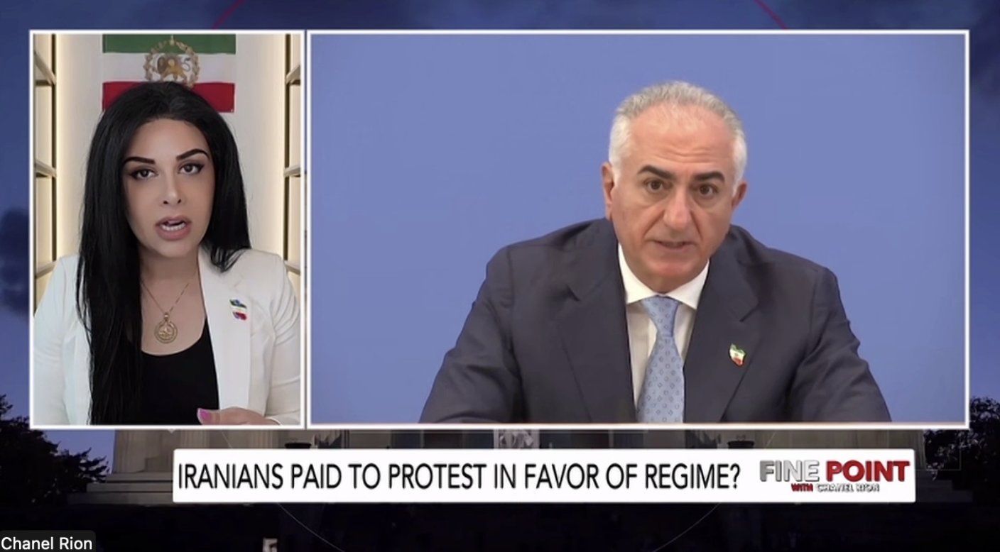 @Goldie Ghamari | گلسا قمری 🇮🇷: Today, I was pleased to join the wonderful @ChanelRion, host of Fine Point on @OANN, to talk about the Iranian Revolution and the Iranian's people support for HRH Reza Pahlavi, the Crown Prince of Ira