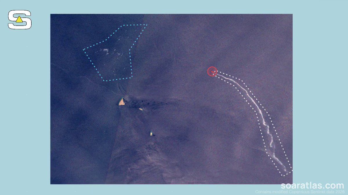 @Open Source Intel: A large oil tanker in the Strait of Hormuz appears to be leaking oil after a possible strike. Satellite imagery also shows heavy small speedboat activity nearby.
@SoarAtlas