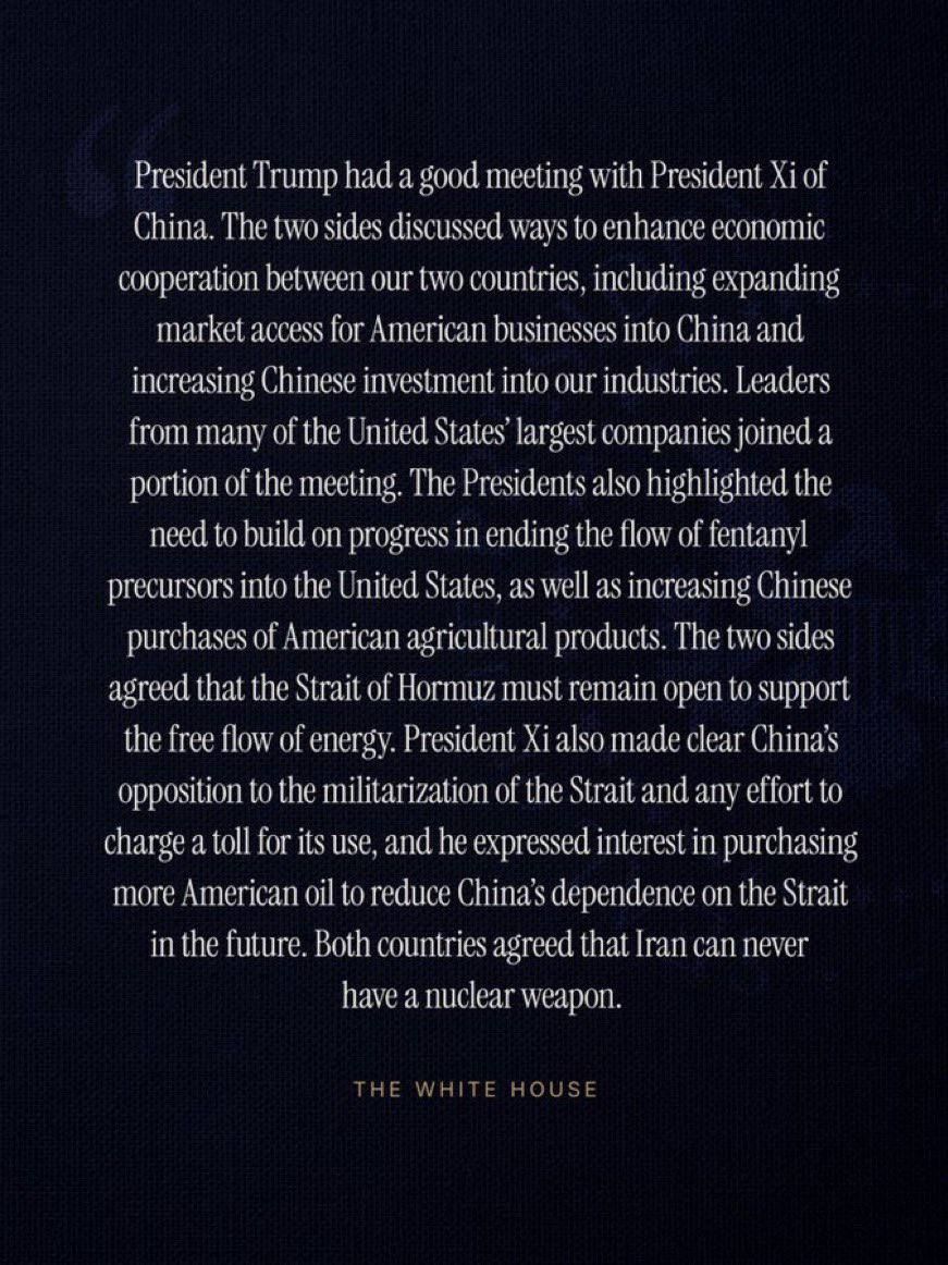 @✡︎𝐋𝐢𝐯𝐞𝐈𝐫𝐚𝐧𝐍𝐞𝐰𝐬🇮🇷🇮🇱: ⚡🇺🇸🇨🇳🦀The White House announced after bilateral talks between the United States and China in Beijing that the two delegations had discussed a range of key issues, including access to the Chinese