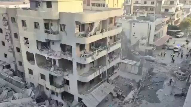 @Open Source Intel: Footage shows the aftermath of Israeli airstrikes targeting buildings located near Jabal Amel Hospital in the city of Tyre, southern Lebanon.