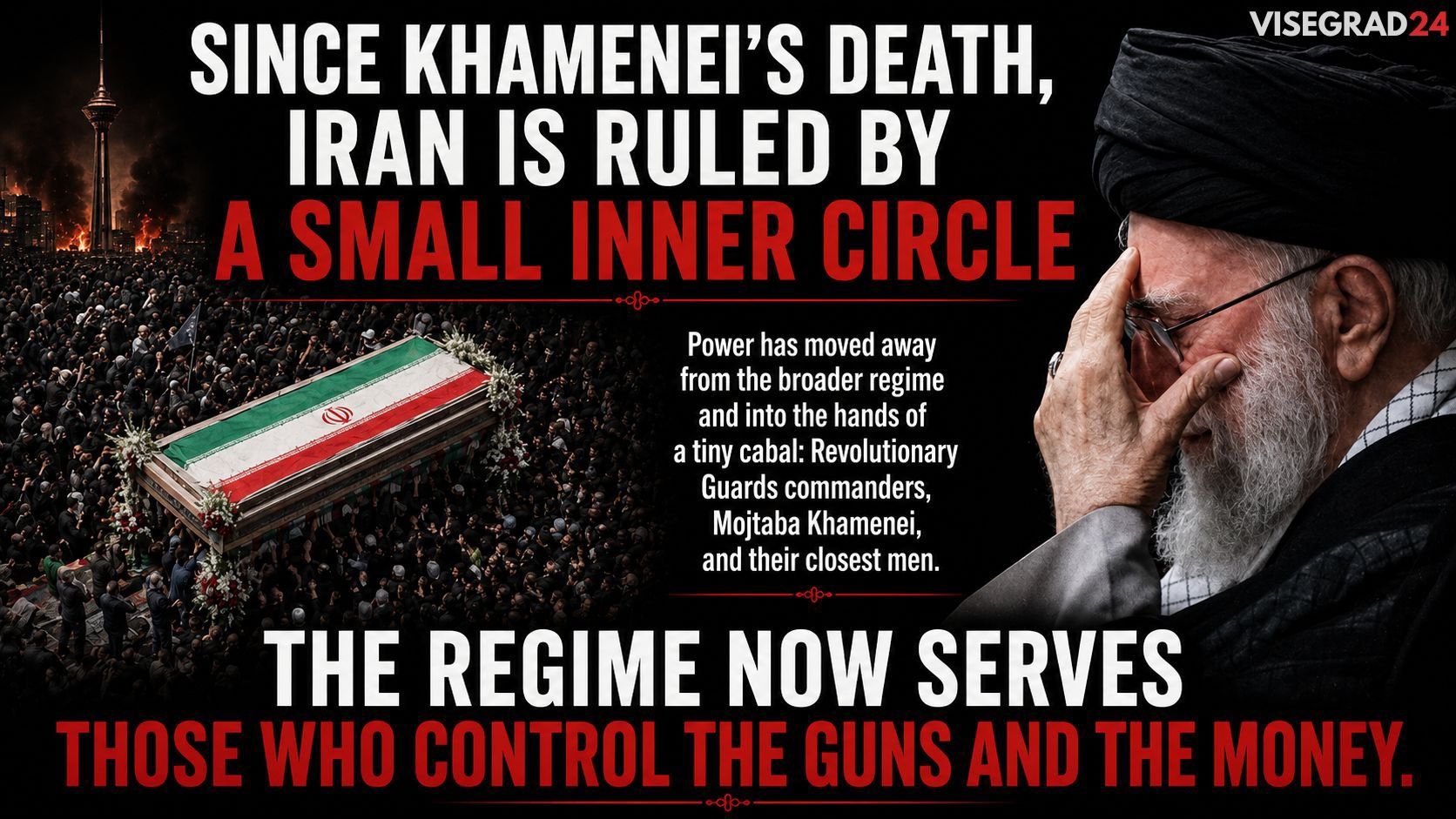 @Visegrád 24: Islamski rząd w IranieDeclared, that he will bury the dictator Ayatollah Khamenei within the next few days.
Zaś, zmiany w strukturze władzy w rządzie wykazują, że od jego śmierci, mocy teraz kontrolują