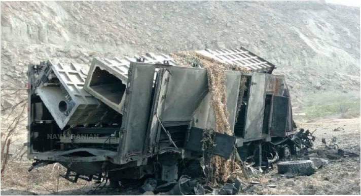 @Babak Taghvaee - The Crisis Watch: BREAKING: They had no time to even launch them.
This image, taken by a citizen journalist, shows the wreckage of a twin launcher for one of Iranian Navy's newest cruise missiles, Talaiyeh, destroyed