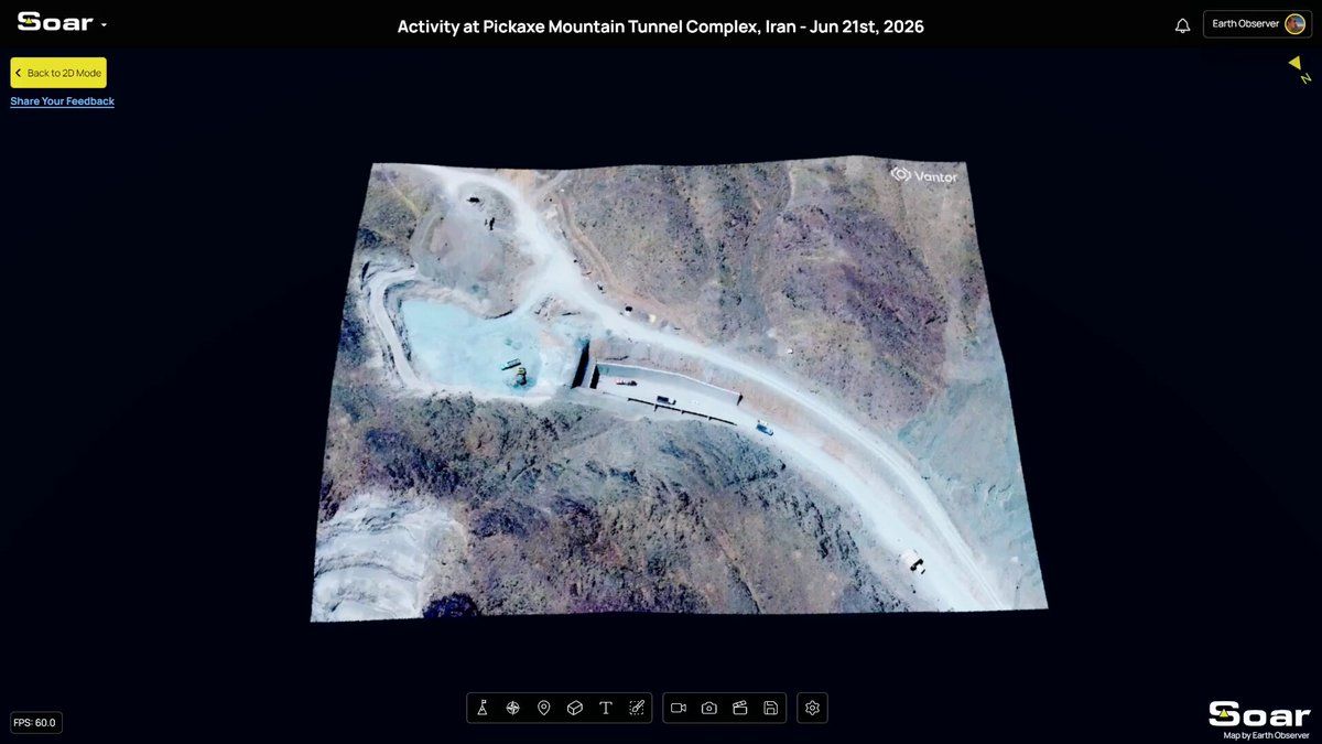 @Open Source Intel: Satellite imagery from Vantor shows tunnel entrances at Iran's Isfahan Nuclear Technology Center still fully blocked with soil nearly a year after Israeli airstrikes and the US Operation Midnight Hamm
