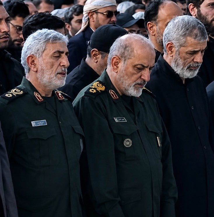 @Open Source Intel: I’m sure Israeli stealth drones are watching every move.
Vahidi, commander of the Revolutionary Guards, and Qaani, commander of the Iranian Quds Force, were seen in the crowd at the Khamenei funeral