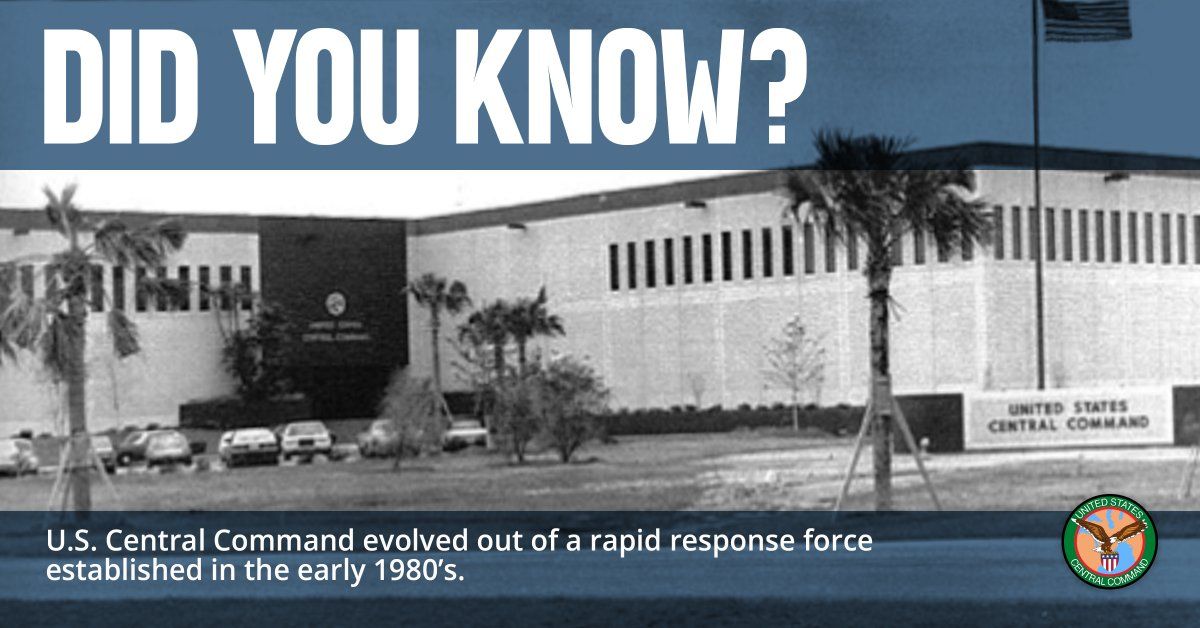 @U.S. Central Command: Did you know that CENTCOM originated in the 1980s? The Iranian Revolution and the Soviet invasion of Afghanistan prompted President Jimmy Carter to establish the Rapid Deployment Joint Task Force (RDJ