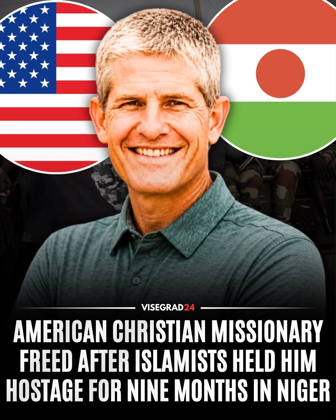 @Visegrád 24: The American Christian missionary Kevin Rideout has been freed after 9 months in captivity in Niger following his abduction by 3 armed Islamists from his home outside the capital, Niamey in October la