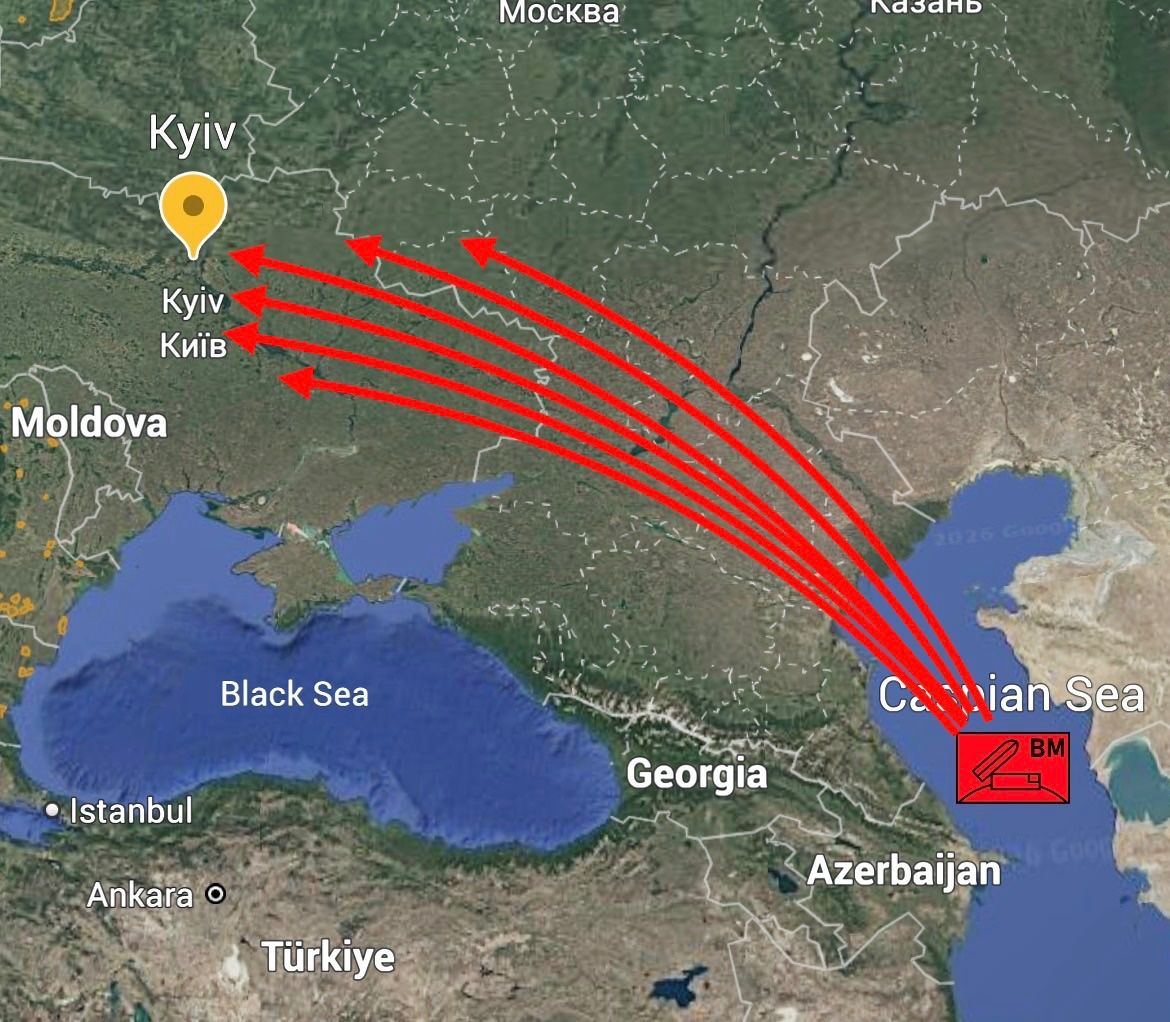 @Open Source Intel: JUST IN: Approximately 30 minutes ago, at least 6 3M54-1 “Kalibr” cruise missiles were reportedly launched by Russian forces from the Caspian Sea.
If the reports are correct, we could see the first i