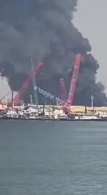 @Open Source Intel: Footage shows black smoke rising near Manama, consistent with reports of a fuel fire after an Iranian missile strike on a U.S. Fifth Fleet facility in Bahrain.