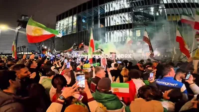 @Goldie Ghamari | گلسا قمری 🇮🇷: Iranians hold a massive party outside the  Islamic centre in Manchester that was holding a vigil for Khamenei.

I told you for years: Iran is not a Muslim country and Iranians are oppressed by Muslim 