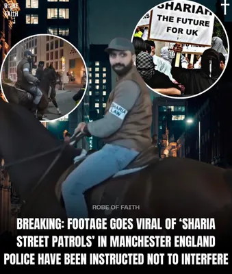 @Visegrád 24: Sharia Law patrols on horseback were allowed to charge anti-Khamenei protesters during a vigil held by Islamists in Manchester for Ayatollah Ali Khamenei

Why aren’t they deported from the UK?

Having