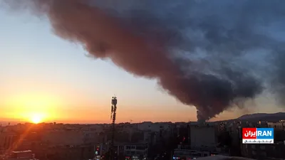 @ايران اينترنشنال: The image received by Iran International shows an explosion at a base belonging to the IRGC in the vicinity of Hesarak, Karaj.