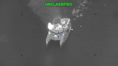 @Babak Taghvaee - The Crisis Watch: BREAKING: CENTCOM has released footage showing the destruction of several vessels belonging to the Iranian Navy and the IRGC Navy. Among the most notable is a Soleimani-class corvette of the IRGC Navy