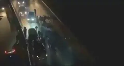 @Babak Taghvaee - The Crisis Watch: BREAKING: This is the first clear footage showing the moment an Israeli drone targeted a roadblock set by Basij militiamen of the IRGC terrorist organization in Tehran tonight. Watch them being hunted