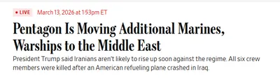 @Open Source Intel: The Pentagon is moving a Marine expeditionary unit and more warships to the Middle East, as Iran steps up its attacks in the Strait of Hormuz. 

U.S. Secretary of War Pete Hegseth has approved a reque