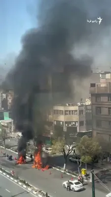 @RadioFarda‌|‌راديو فردا: Images published on Tuesday, March 16, show flames of fire and columns of smoke in a location on Tehran’s Pirouzi Street.

These images were published with the caption “aerial attack on a checkpoint.”