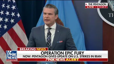 @Open Source Intel: Hegaeth: “The last job anyone in the world wants right now? Senior leader for the IRGC or Basij temp jobs, all of them. We've decided to share the ocean with Iran. We've given them the bottom half.”