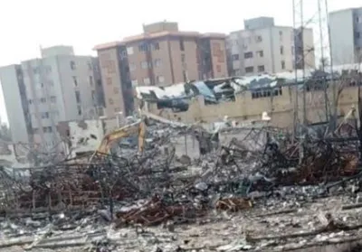 @Shin: Aftermath of #IAF 🇮🇱  airstrike on IRGC Basij's Bahonar HQ and the sport complex they were using as ammunition depot and hideout.

(It was targeted on March 3, 2026) 
(Coords: 35.7354, 51.3461)
Tehr