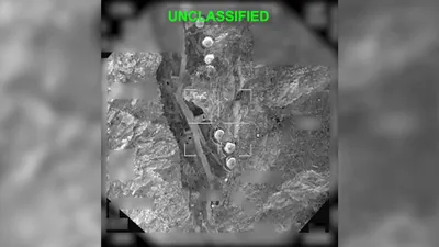 @Babak Taghvaee - The Crisis Watch: BREAKING: U.S. CENTCOM has released footage recorded by the AN/AAQ-33 Sniper targeting pod of a B-1B heavy bomber of the U.S. Air Force. It shows the moment heavy bombs—most likely GBU-72 bunker buste