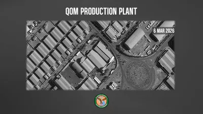 @U.S. Central Command: The Qom Turbine Engine Production Plant produced gas turbine engines for attack drones and aircraft components used by Iran's Islamic Revolutionary Guard Corps. The photo dated on March 6, 2026 shows 