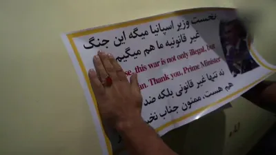 @Visegrád 24: The IRGC is placing stickers on ballistic missiles targeting Israel with quotes from Spain’s far-left PM Pedro Sánchez, in which he criticizes the war against the Islamic regime in Iran, calling it “i
