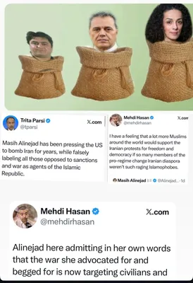 @Masih Alinejad 🏳️: This is the Islamic Republic’s threat: They say we put the last two in a sack, kidnapped them brought them back to Iran and killed them. You’re next. We’ll put you in a sack too.

This is what I’m fac