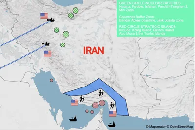 @WarMonitor🇺🇦🇬🇧: US Potential Land Operations Into Iran Options:
Option Number 1- Freeze Iranian Economy and force capitulation in negotiations, via controlling the Kharg Island responsible for 90 percent of oil expor