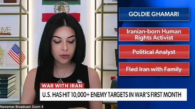 @Goldie Ghamari | گلسا قمری 🇮🇷: Can't think of a better way to celebrate my birthday than to be a voice for my oppressed compatriots in Occupied Iran.

Their message is clear:
1. Regime Change for Iran.
2. We only trust HRH Reza Pah