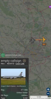 @Babak Taghvaee - The Crisis Watch: BREAKING: Three KC-135R Stratotankers of the U.S. Air Force Reserve are now departing Bucharest Airport in Romania to refuel U.S. Air Force B-52H heavy bombers flown from RAF Fairford, UK, that are se