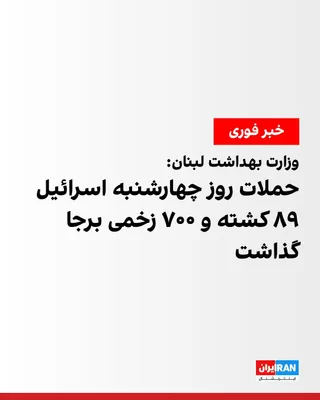 @ايران اينترنشنال: Lebanon's Health Ministry spokesperson told Reuters that Israeli attacks across Lebanon on Wednesday left "89 killed and 700 wounded."

He added that 12 of the dead were from "rescue forces in souther