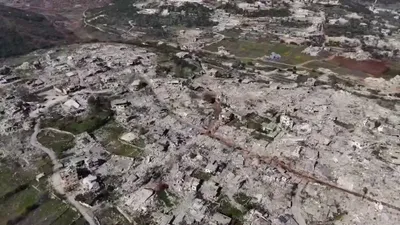 @Open Source Intel: Drone footage captures extensive damage in Aita al-Shaab, a Hezbollah stronghold in southern Lebanon, following Israeli airstrikes.