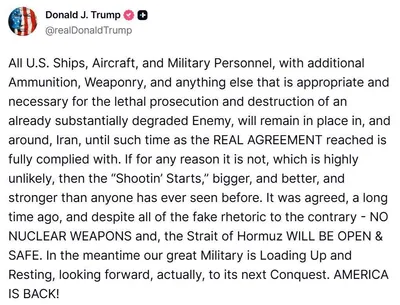 @Open Source Intel: ICYMI 
President Donald Trump says the ceasefire is only temporary, adding that renewed fighting remains possible if Iran does not agree to a deal.