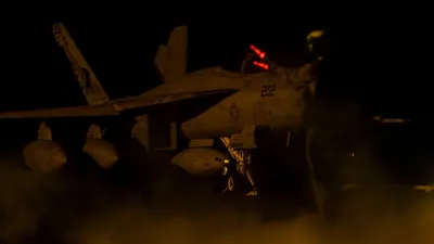 @Open Source Intel: CENTCOM: “U.S. Navy sailors prepare aircraft for nighttime flight operations over the U.S. Central Command operating area.” 

👀