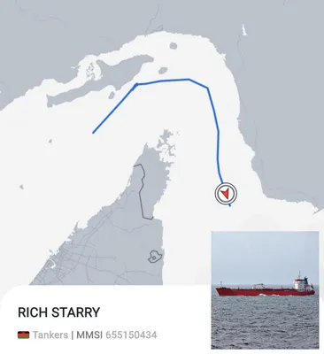 @Open Source Intel: The Chinese linked tanker Rich Starry just ran the Strait of Hormuz and made it through.

Despite the U.S. naval blockade.

Kpler data shows the Malawi flagged vessel departed Sharjah fully loaded, br