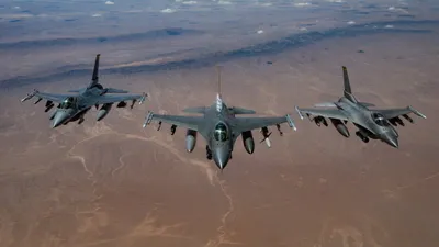 @Open Source Intel: CENTCOM: U.S. forces are forward and ready across the Middle East, including America's Air Force.

U.S. Air Force F-16 Fighting Falcons conduct a readiness flight in the U.S. Central Command area of r