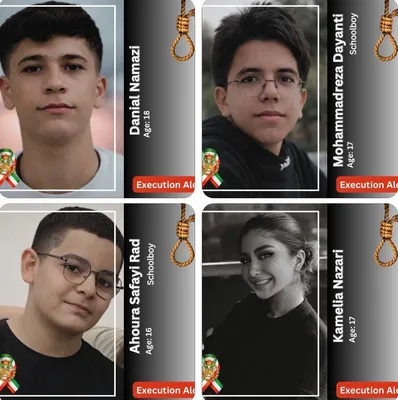 @🇮🇷LiveIranNews🇮🇱: 🚨Don’t stop talking about Iran
CRIME AGAINST HUMANITY BY THE ISLAMIC REPUBLIC
Four kids. Just kids. And they’re about to be executed.

Ahura (16), Kamelia (17), Mohammadreza (17), and Danial (18).

T